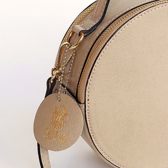 Vera Pelle Vintage Italian Leather Circular Banjo Crossbody Bag - Picture 2 of 8